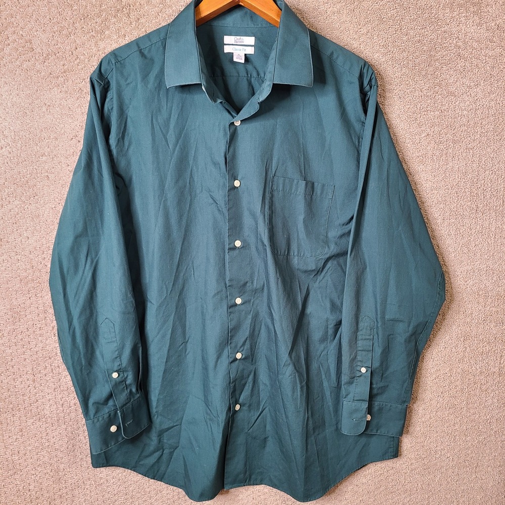 Croft & Barrow Shirt‎ Mens XL Green Classic Fit Button Down Cotton Blend Casual